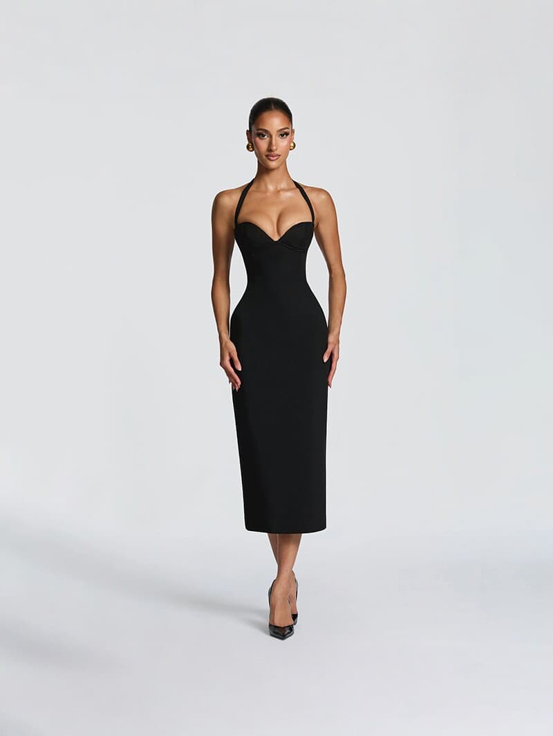 NURO High Waist Bodycon Midi Dress Sleeveless Party Dress
