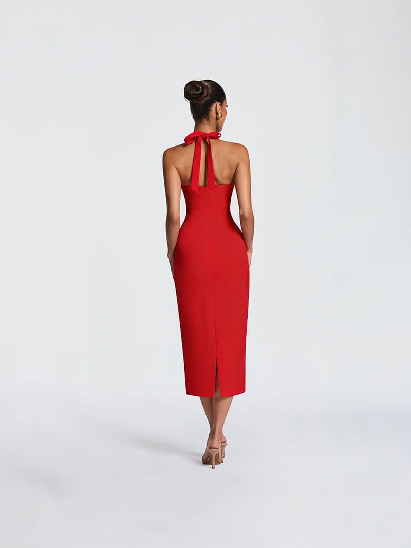 NURO High Waist Bodycon Midi Dress Sleeveless Party Dress