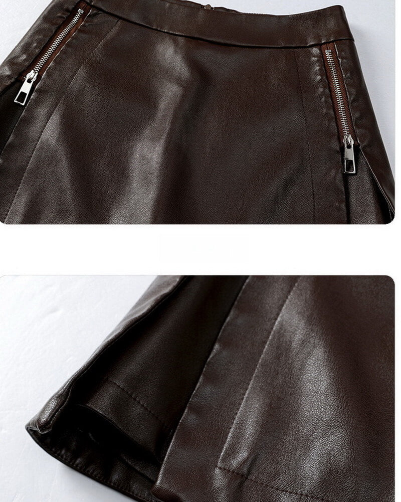 NURO High Waist PU Leather Skort for Women