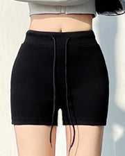 NURO High Waist Tapered Leggings - Tie Detail Workout Shorts