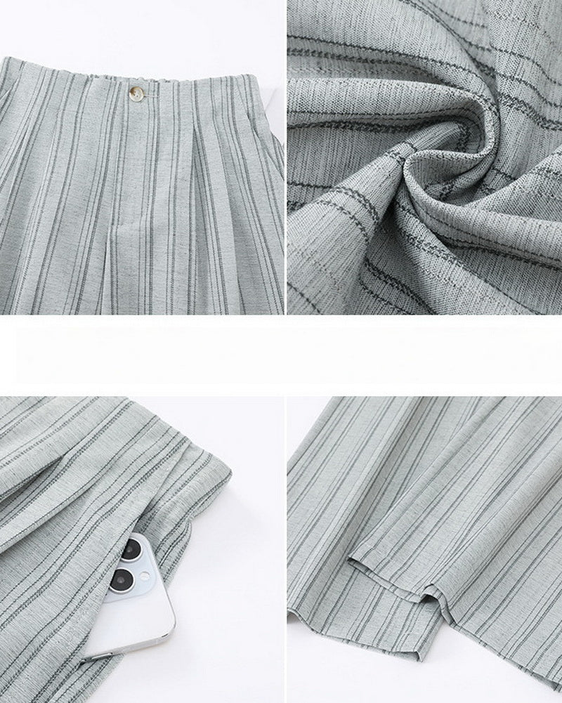 NURO High Waist Wide-Leg Stripe Pants for Women
