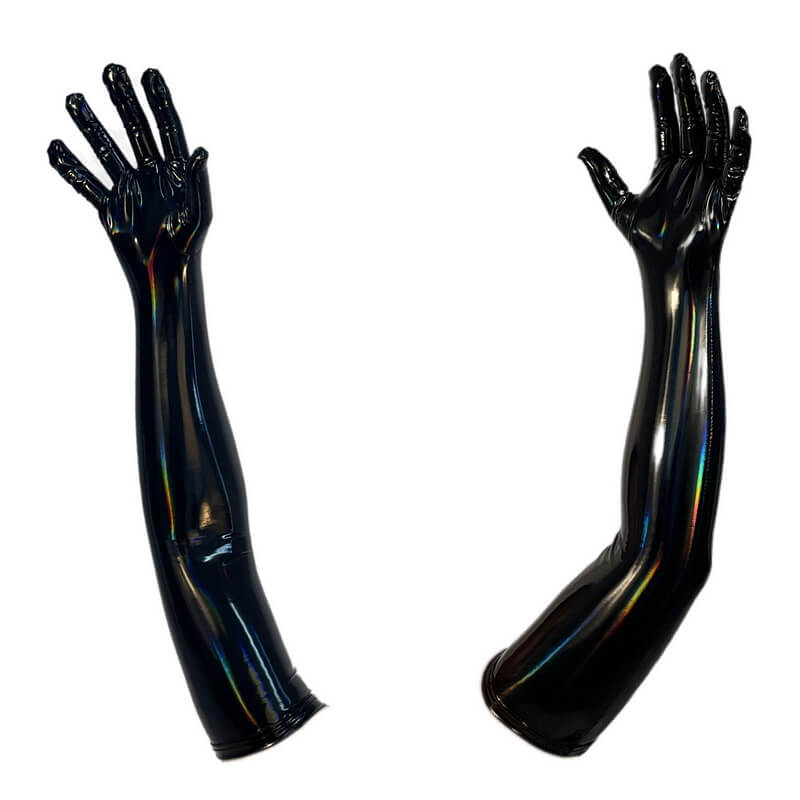 NURO Iridescent Faux Leather Gloves High Elasticity Glossy Fashion Gloves