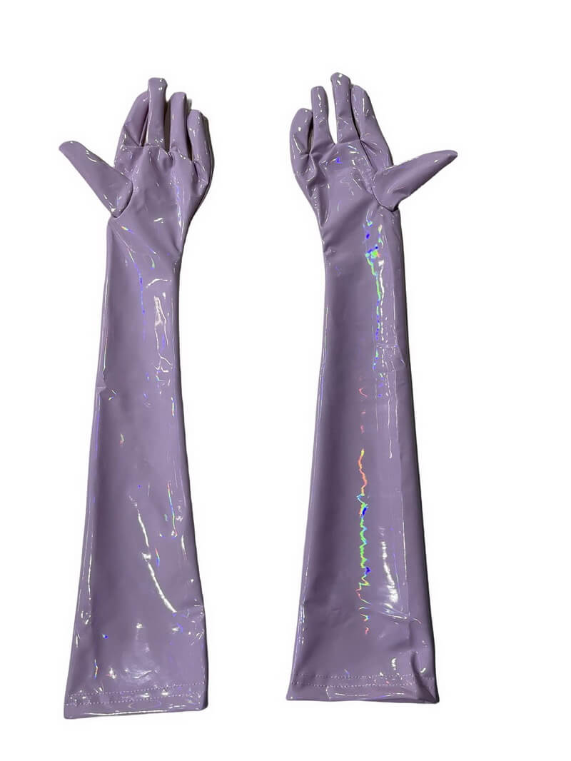 NURO Iridescent Faux Leather Gloves High Elasticity Glossy Fashion Gloves