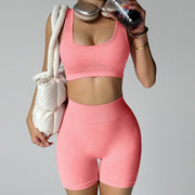 NURO Knit Yoga Sports Bra & Shorts Set