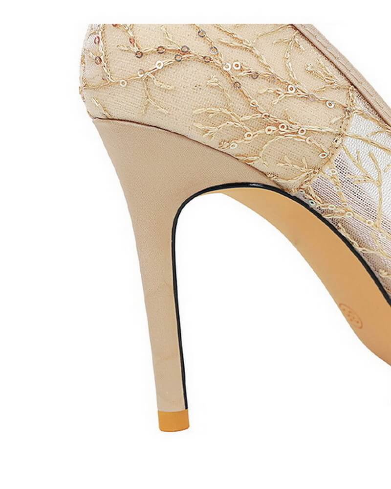 NURO Lace & Sequin Stiletto Pump