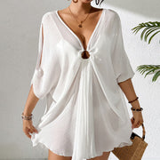 NURO Layered blouse dress with ring V-neck bat sleeves