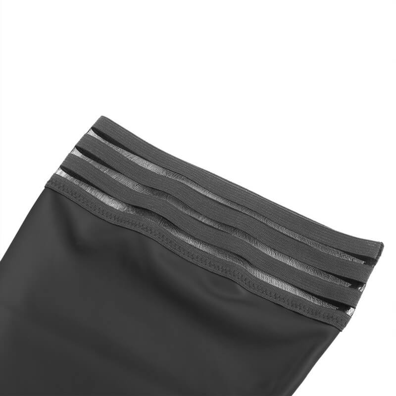 NURO Leather-Look Striped Thigh-High Stockings