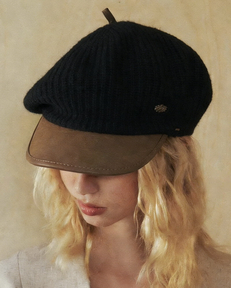 NURO Leather-Trim Beret