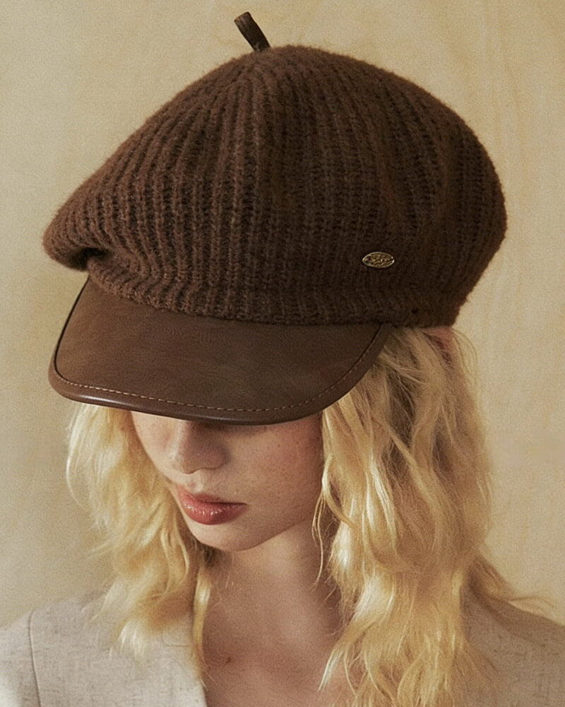 NURO Leather-Trim Beret