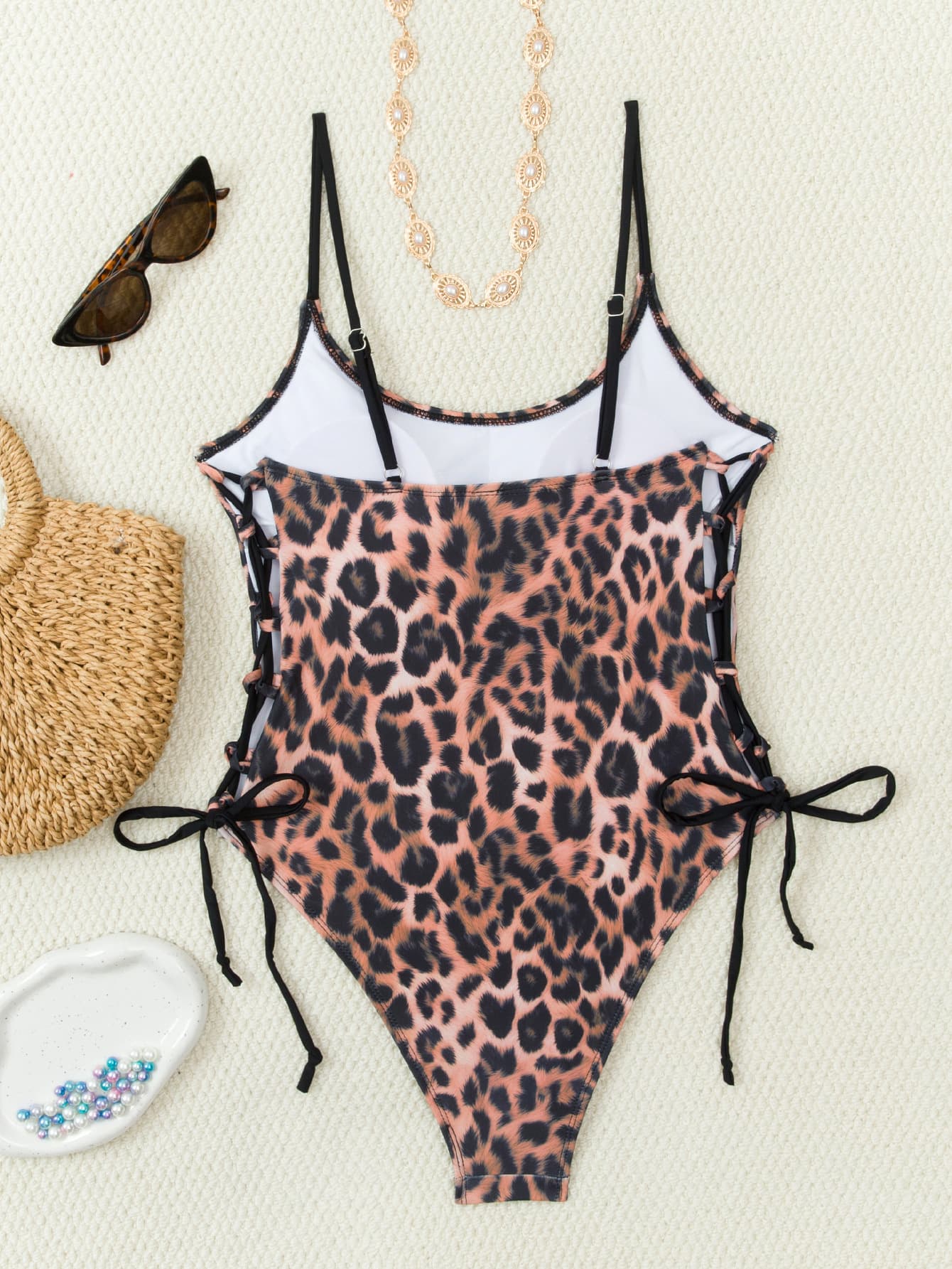 NURO Leopard Print One Piece Swimsuit Sexy Plunge Bathing Suit