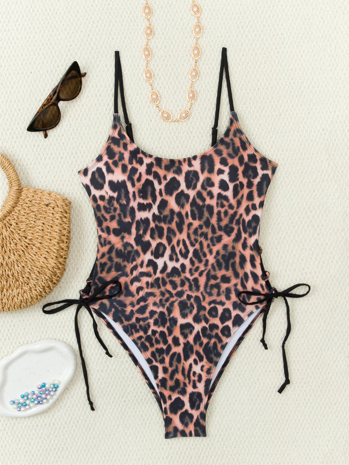 NURO Leopard Print One Piece Swimsuit Sexy Plunge Bathing Suit