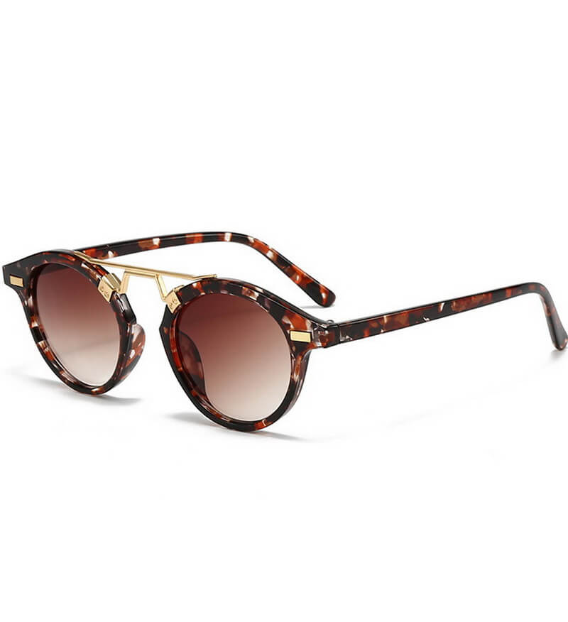 NURO Leopard Print Round Sunglasses Retro Fashion UV400 Shades