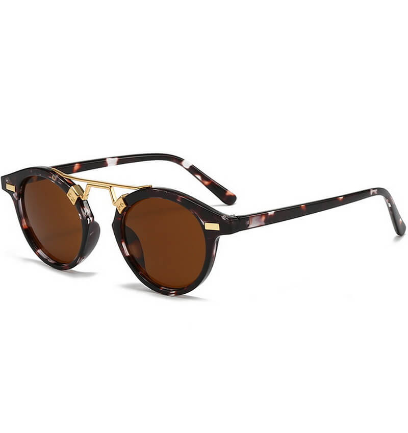 NURO Leopard Print Round Sunglasses Retro Fashion UV400 Shades