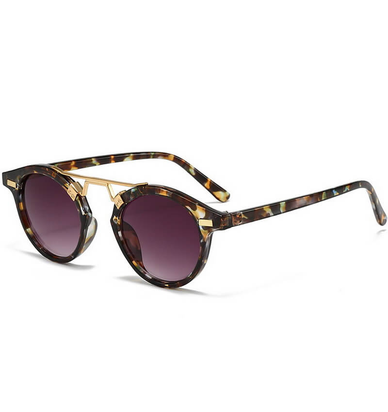 NURO Leopard Print Round Sunglasses Retro Fashion UV400 Shades