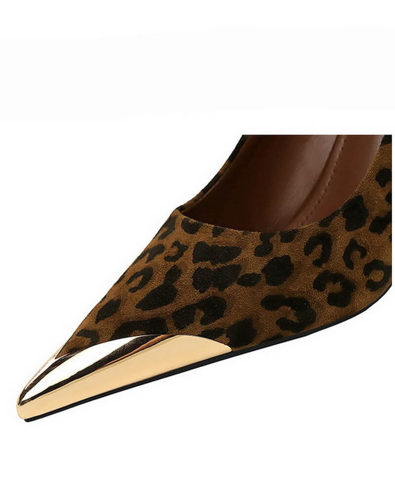 NURO Leopard Print Suede Stiletto Pump