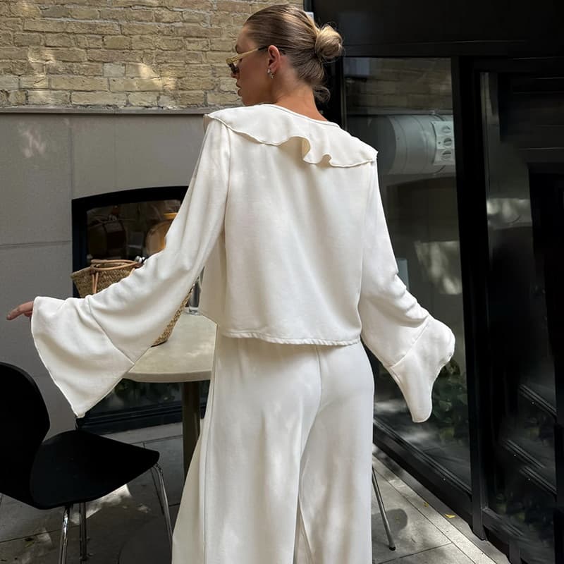 NURO Long Sleeve Pajama Set V-Neck Top and Pants Sleepwear