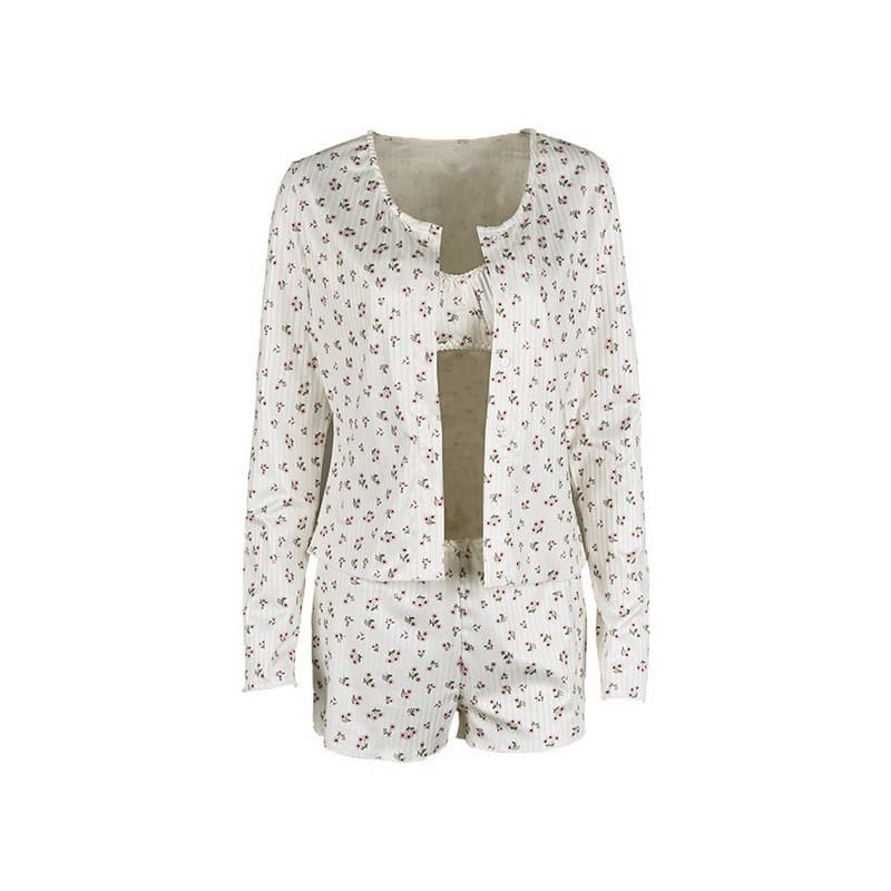 NURO Long Sleeve Top and Shorts Set Casual Lounge Set Pajama Set