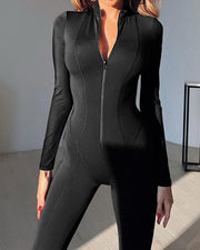 NURO Long Sleeve Zip-Front Knit Bodysuit