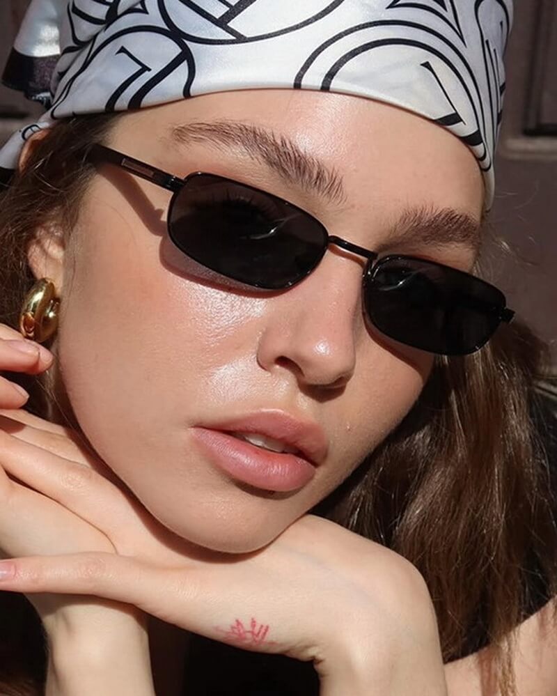 NURO Metal Square Sunglasses Small Rectangle Frame UV400 Shades