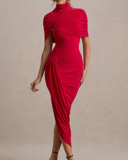 NURO Milk Silk Two Piece Set Women's Elegant Backless Bodycon Maxi Dress with Cape