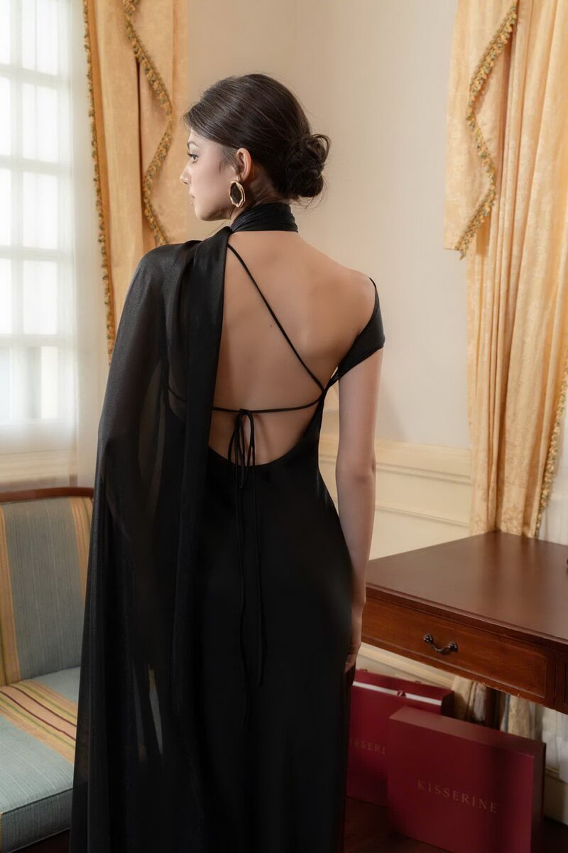 NURO Off Shoulder Mermaid Evening Gown Women's Elegant Halter Neck Maxi Dress