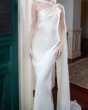 NURO Off Shoulder Mermaid Evening Gown Women's Elegant Halter Neck Maxi Dress