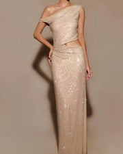 NURO Off Shoulder Rhinestone Mermaid Evening Gown Women's Glamorous Sequin Party Dress