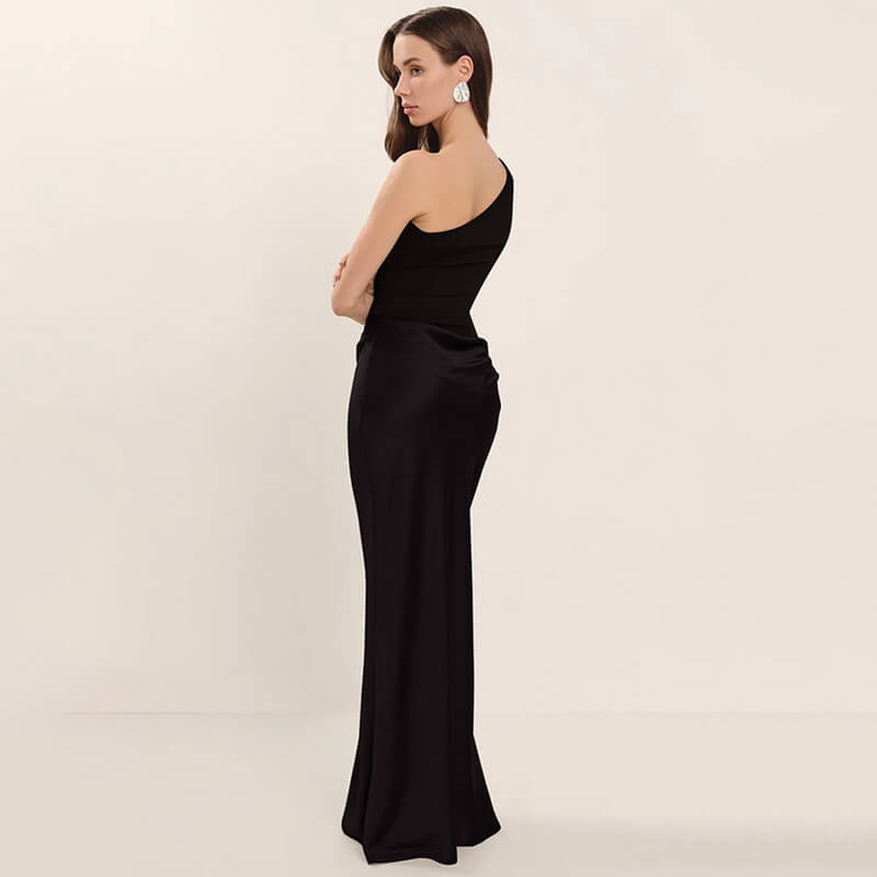 NURO Off Shoulder Ruched Maxi Dress Women's Elegant Bodycon Evening Gown