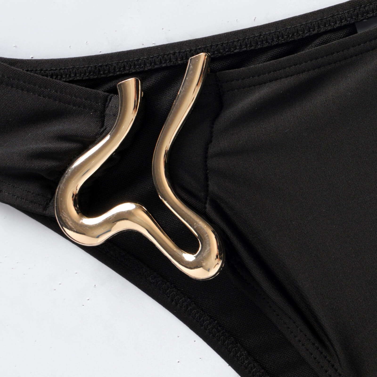 NURO One-Shoulder Bikini Set with Metal Ring Detail