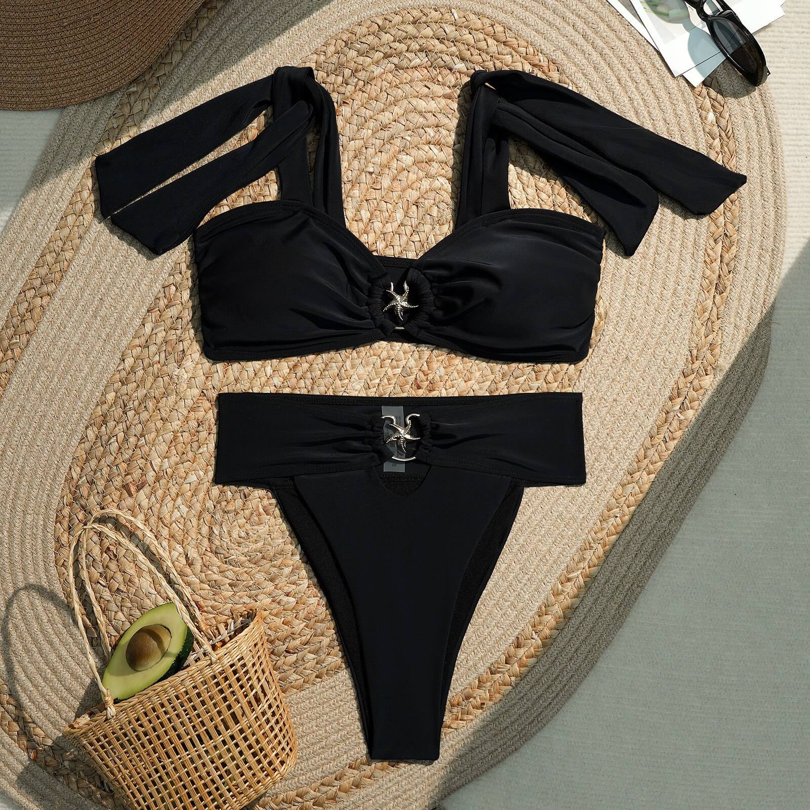 NURO Open Back Bikini Set with Metal Ring Detail