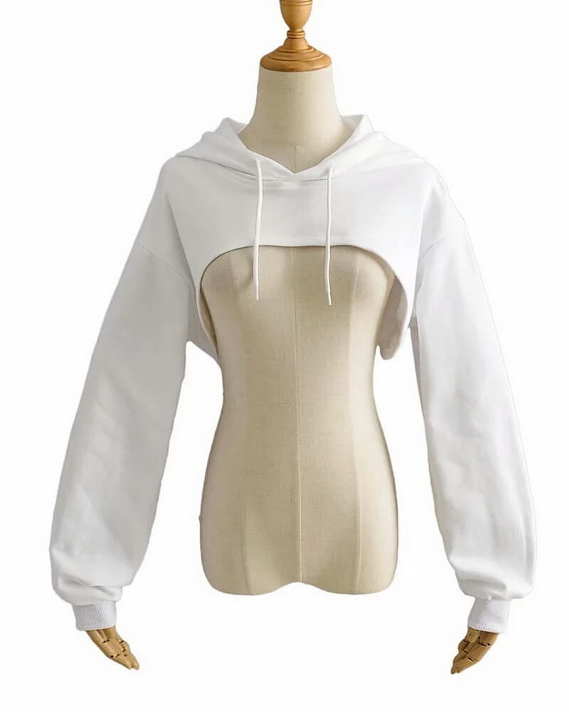 NURO Oversized Cropped Pullover Hoodie for Women - Long Sleeve Casual Streetwear