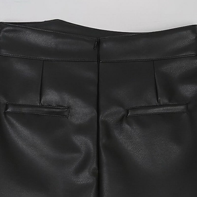 NURO PU Leather Side Slit Pencil Skirt for Women