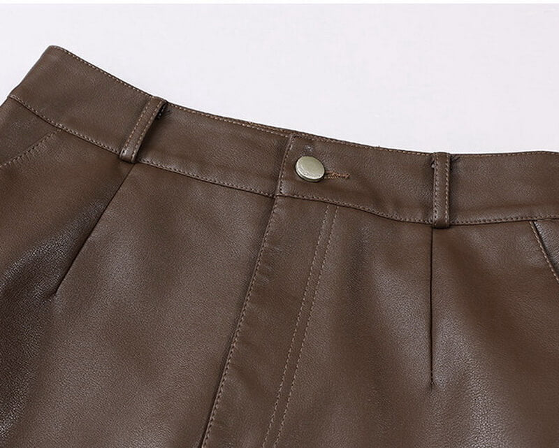 NURO PU Leather Slit Midi Skirt for Women