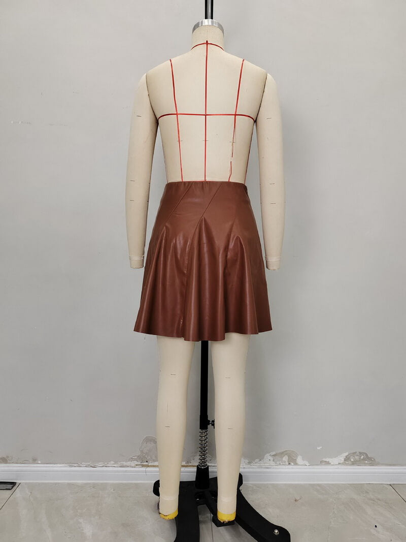 NURO Paneled A-Line Leather Look Mini Skirt for Women