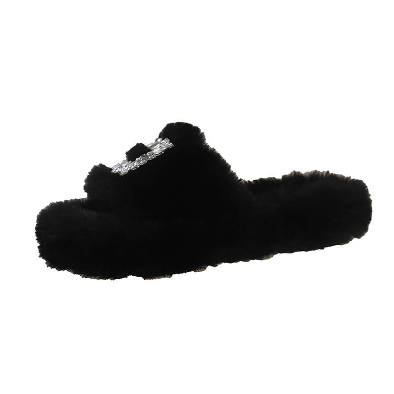 NURO Platform Plush Slide Slippers for Women