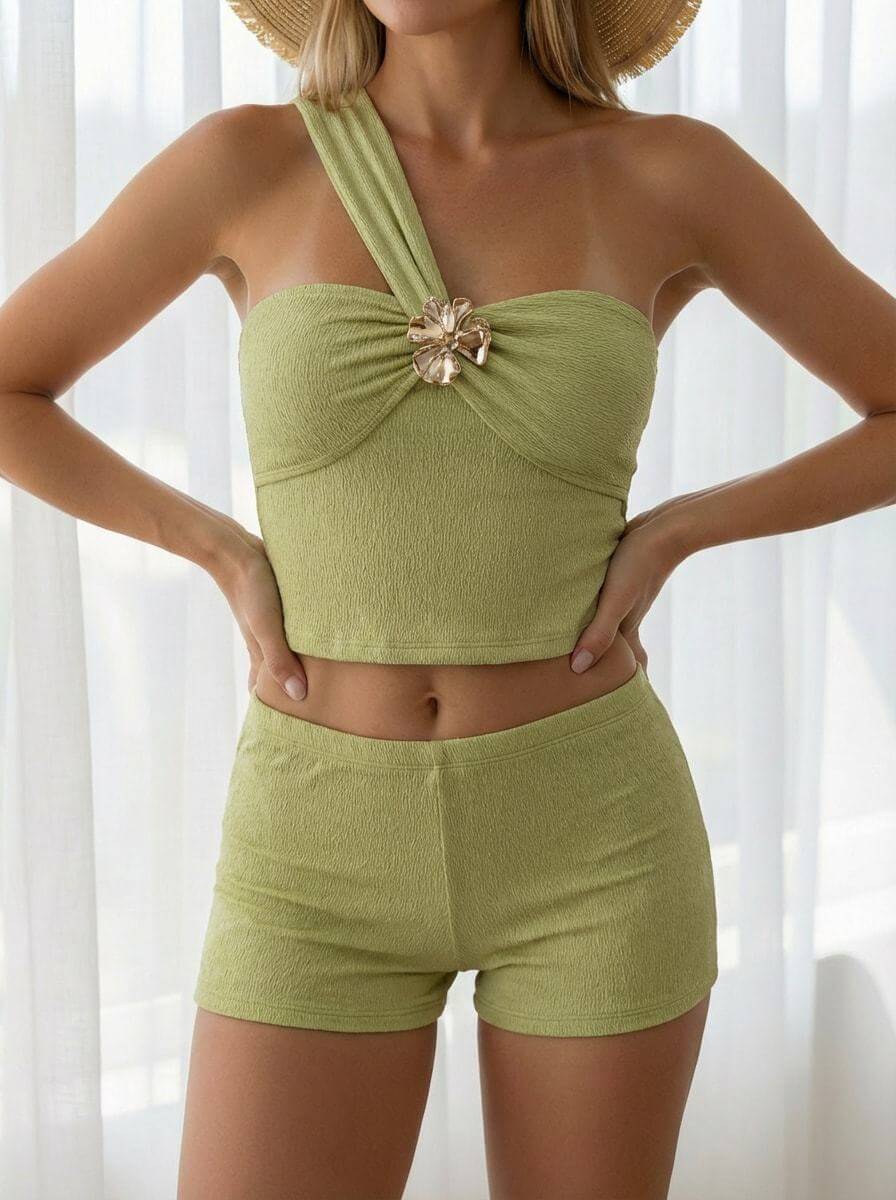 NURO Plus Size Bikini Set Two Piece Swimwear High Stretch Swimsuit