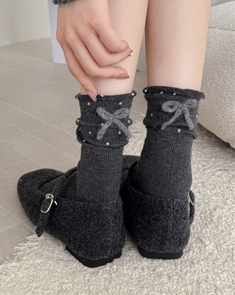 NURO Plush Ribbon Ankle Socks for Sleep and Lounge