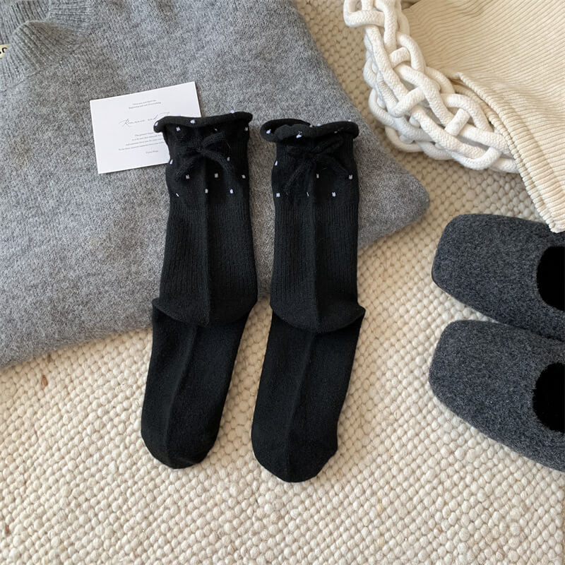 NURO Plush Ribbon Ankle Socks for Sleep and Lounge