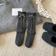 NURO Plush Ribbon Ankle Socks for Sleep and Lounge
