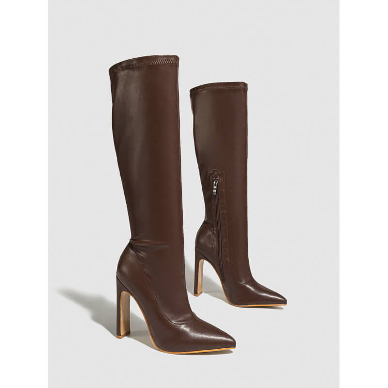 NURO Pointed Toe Chunky Heel Riding Boots for Women and Men