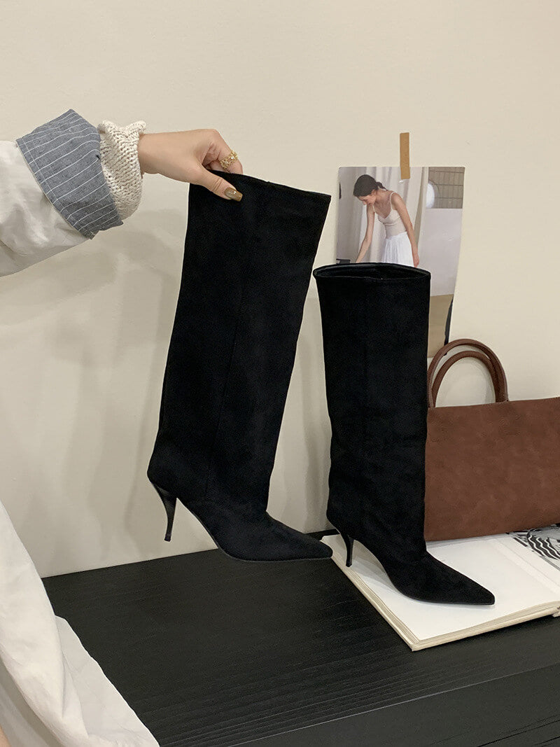 NURO Pointed Toe High Heel Pull-On Boots for Women and Men