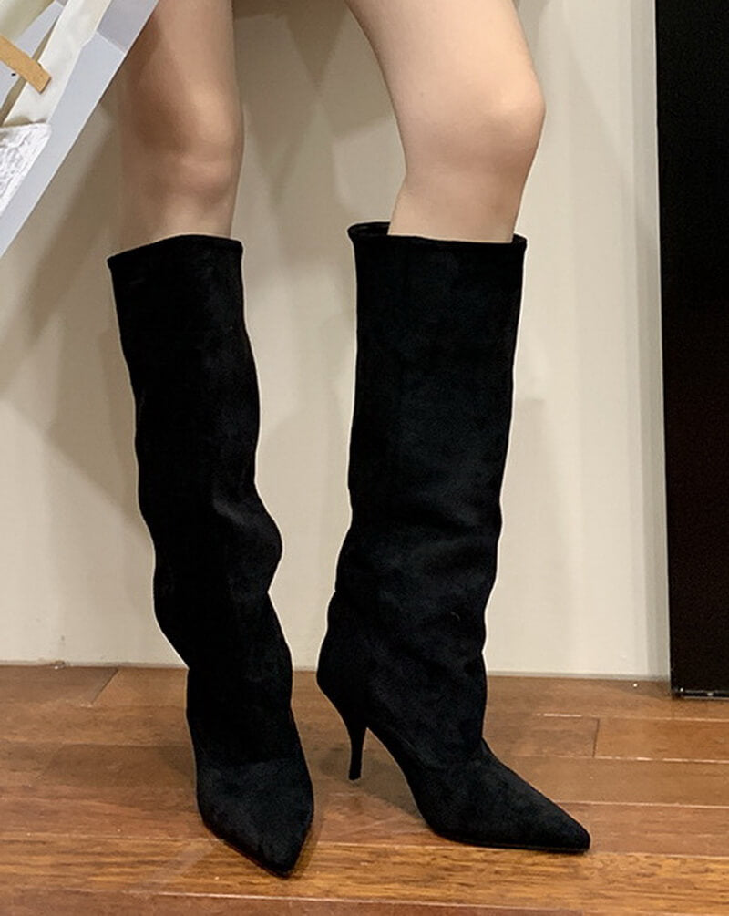 NURO Pointed Toe High Heel Pull-On Boots for Women and Men