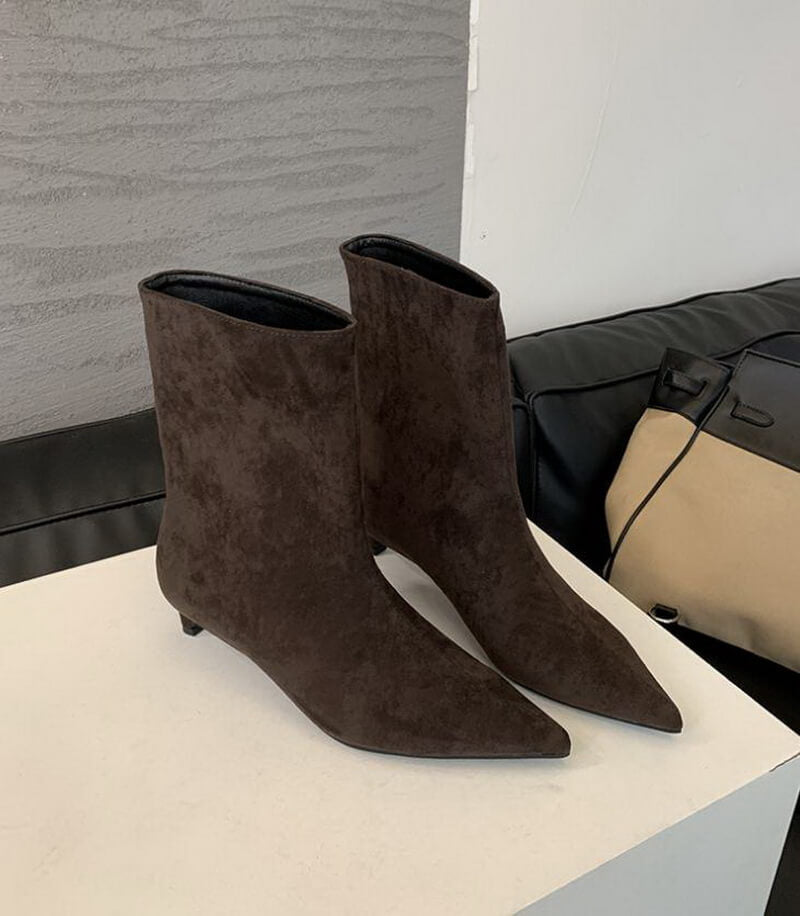 NURO Pointed Toe Low Heel Suede Over The Knee Boots for Women and Men