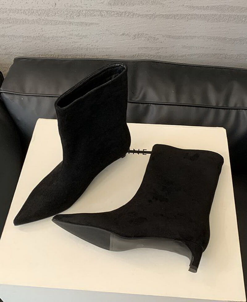 NURO Pointed Toe Low Heel Suede Over The Knee Boots for Women and Men