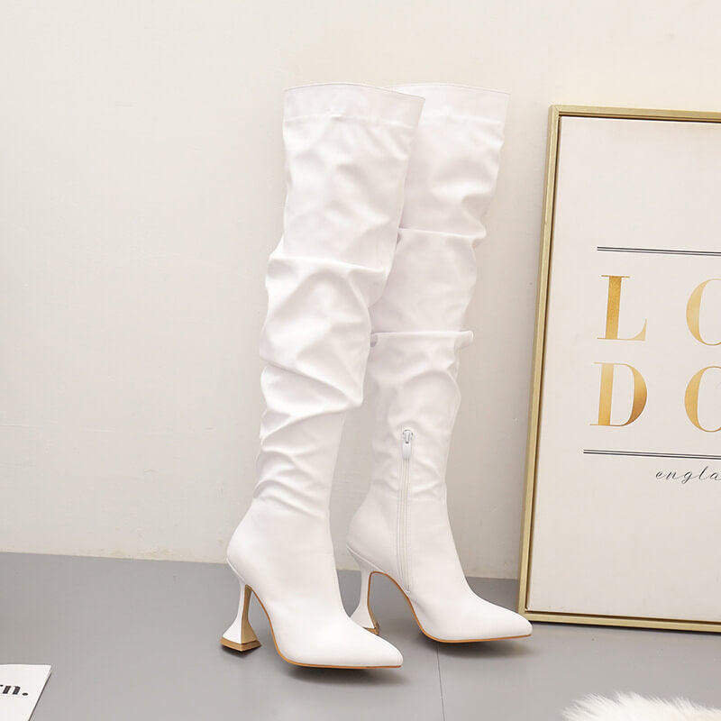 NURO Pointed Toe Stiletto Over The Knee Boots for Women