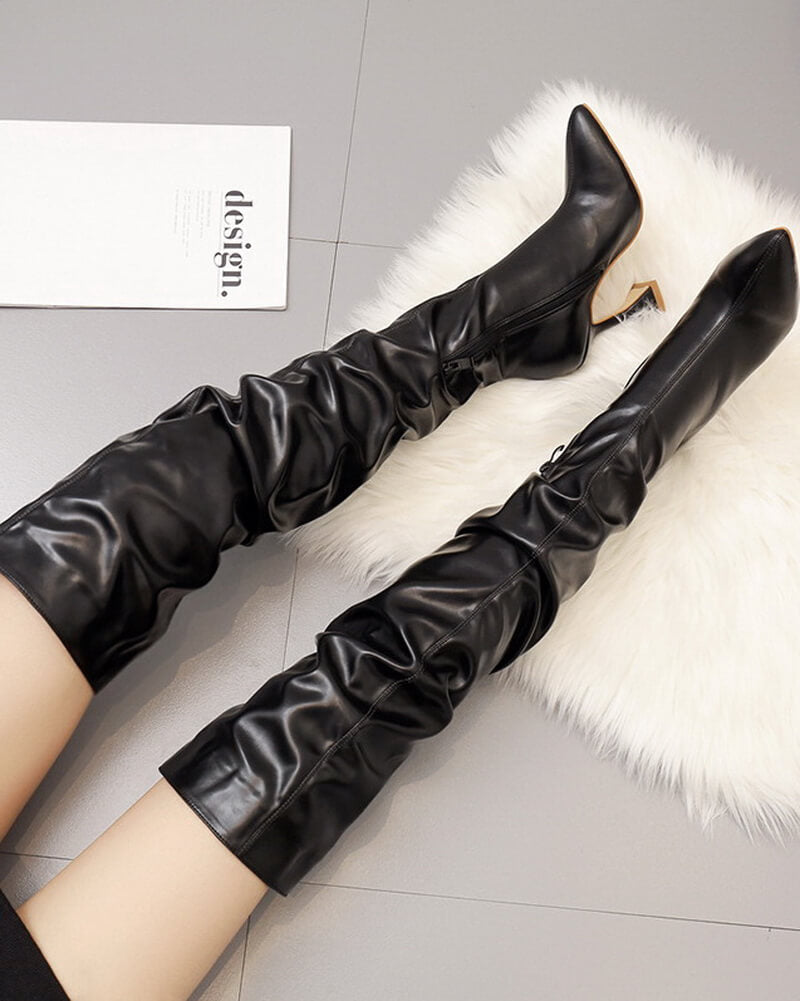 NURO Pointed Toe Stiletto Over The Knee Boots for Women