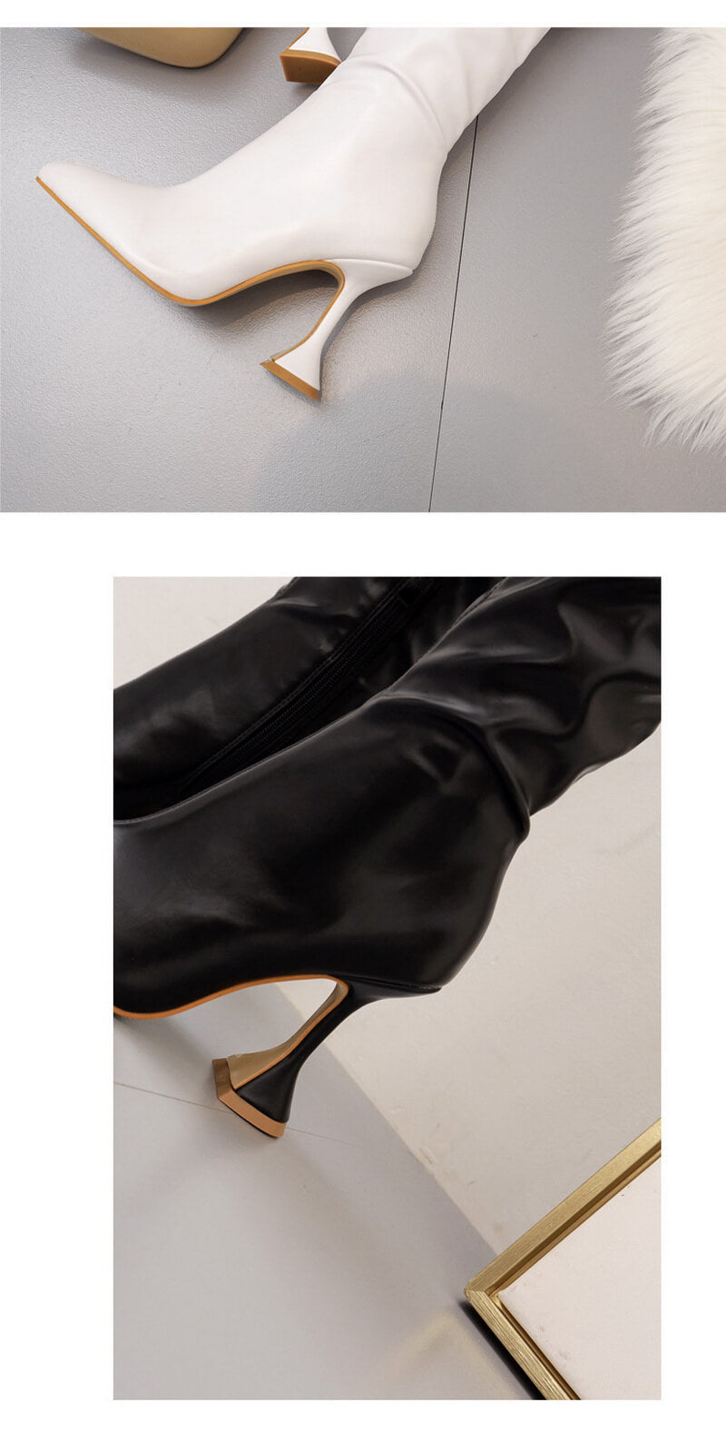 NURO Pointed Toe Stiletto Over The Knee Boots for Women