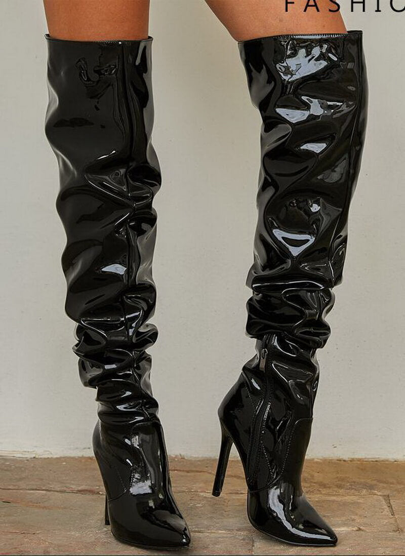 NURO Pointed Toe Stiletto Over The Knee Boots for Women