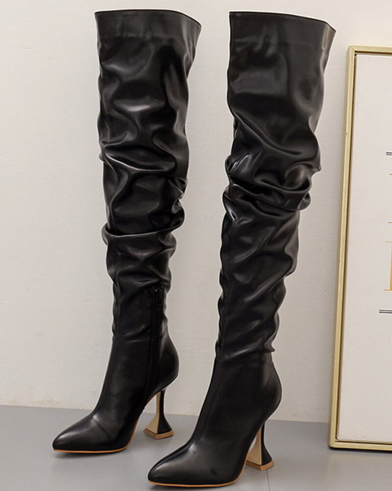 NURO Pointed Toe Stiletto Over The Knee Boots for Women