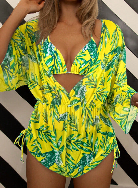 NURO Printed Colorblock Two Piece Swimsuit Bikini Set